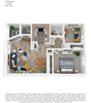 Clover Creek Two Bedroom One Bathroom Floor Plan